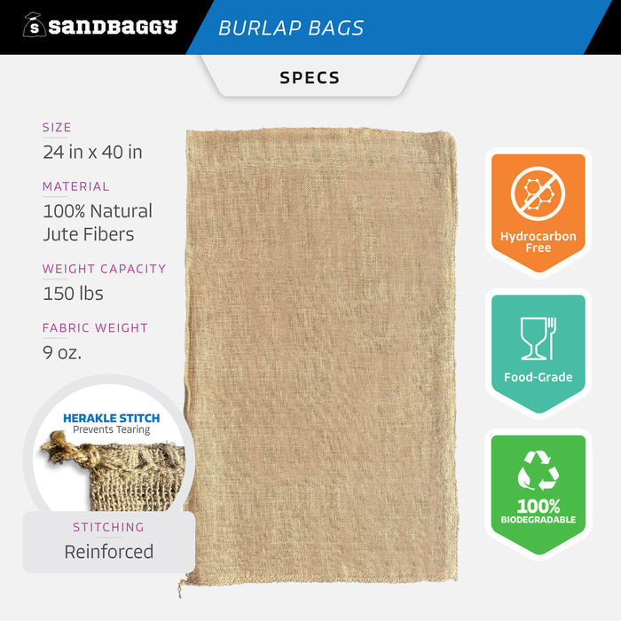 24x40 Burlap Sack dimensions: 24 inches wide x 40 inches tall