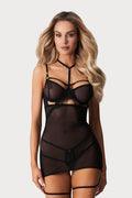 Obsessive Arrowel Sheer Black Underwired Chemise