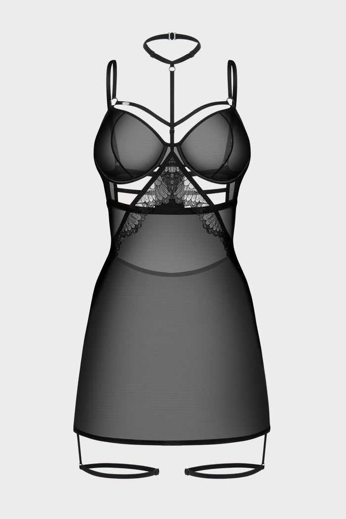 Obsessive Arrowel Sheer Black Underwired Chemise