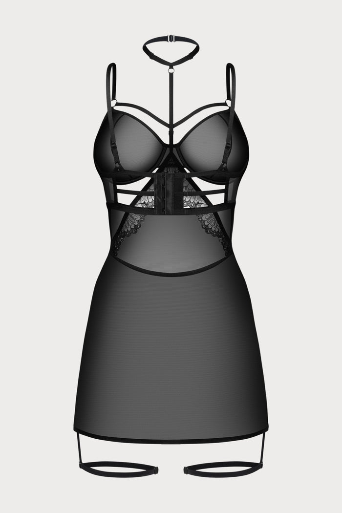 Obsessive Arrowel Sheer Black Underwired Chemise
