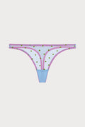 Betty Heart Embroidery Thong in Cornflower