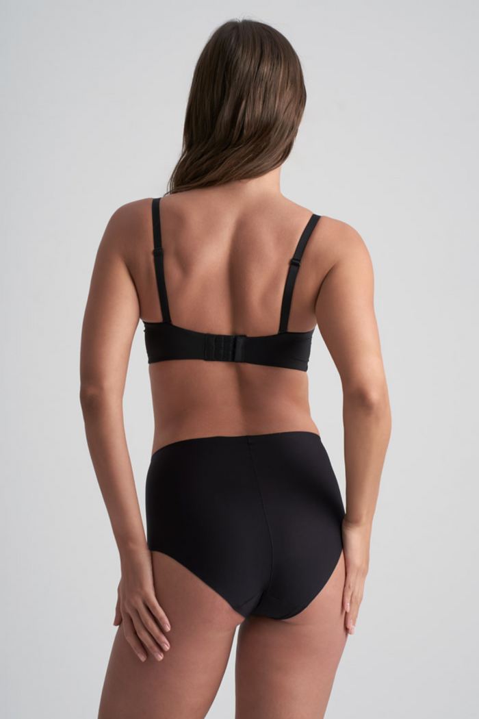 Bye Bra Uni Stretch Black High Waist Brief - High Waisted Knicker