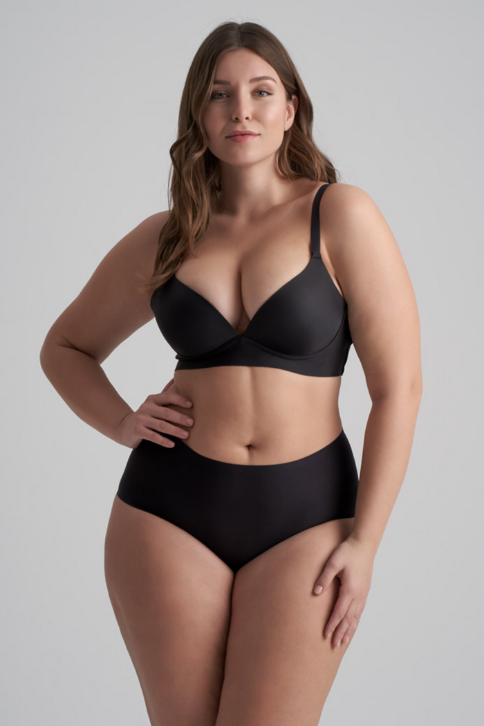 Bye Bra Uni Stretch Black High Waist Brief - High Waisted Knicker