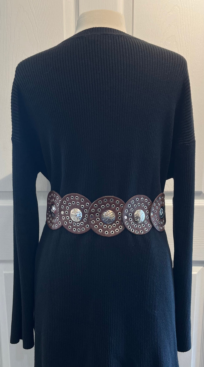 Chocolate Brown  Moroccan Leather Medallion Belt