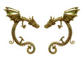 gold dragon ear cuff winged dragon wrap earrings non piercing ear jewelry front view pair