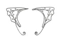 Silver small spiral wire elf ear cuffs non piercing fantasy elven ear wrap jewelry pair front view