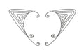 Silver triangle wire elf ear cuffs fantasy non piercing elven ear wrap jewelry pair front view