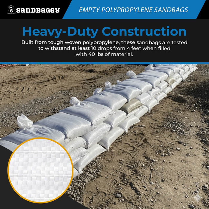 Empty Polypropylene Sandbags - 18" x 30" (UV Resistant)