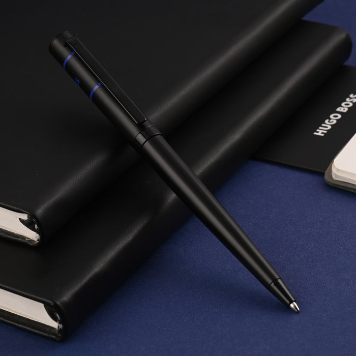 Hugo Boss Ribbon Matrix Ball Pen - Black & Blue PVD