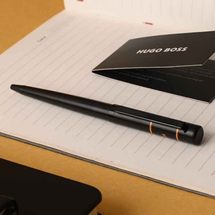 Hugo Boss Ribbon Matrix Ball Pen - Black & Yellow PVD 7