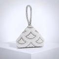 Silver Pearl & Crystal Bridal Handbag - Elegant Geometric Wedding Purse