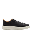 Navy blue and gray sneaker on a white background