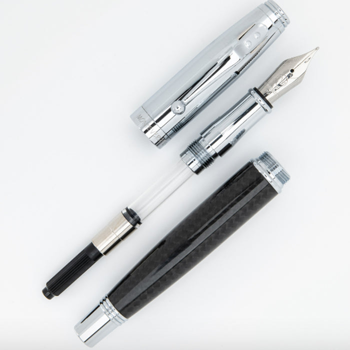 Monteverde Invincia Fountain Pen - Chrome & Carbon Fibre 5