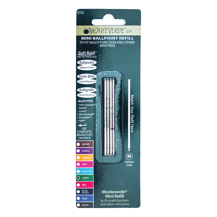 Monteverde Mini Ball Pen Refill for Multi Pen - Medium - Green - Pack of 4 4