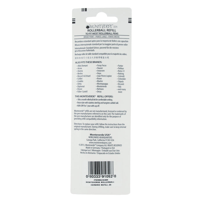 Monteverde Roller Ball Pen Refill - Broad - Blue - Pack of 2 5