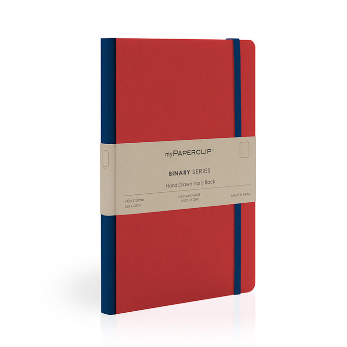 myPAPERCLIP Binary Series Hard Cover Notebook - Red - A5 - Plain 1