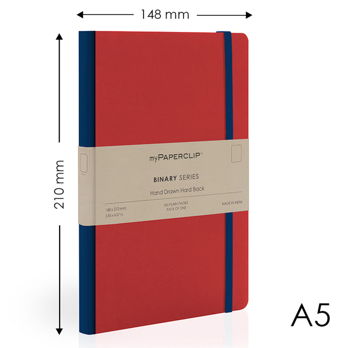 myPAPERCLIP Binary Series Hard Cover Notebook - Red - A5 - Plain 2