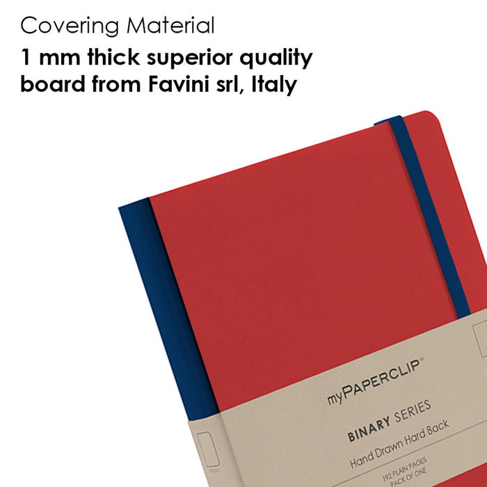 myPAPERCLIP Binary Series Hard Cover Notebook - Red - A5 - Plain 3
