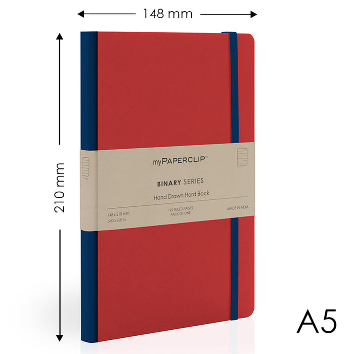 myPAPERCLIP Binary Series Hard Cover Notebook - Red - A5 - Ruled 2