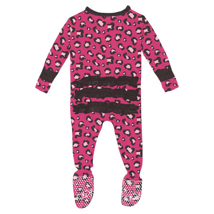 Print 2-Way Zip Ruffle Footie - Calypso Cheetah Print - Weekley