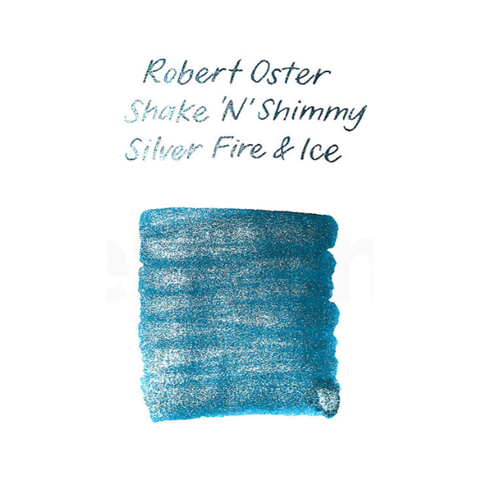 Robert Oster Shake 'N' Shimmy Silver Fire & Ice Ink Bottle, Turquoise - 50ml