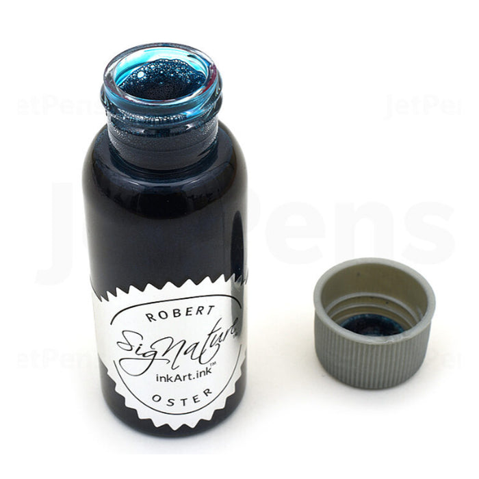 Robert Oster Shake 'N' Shimmy Silver Fire & Ice Ink Bottle, Turquoise - 50ml