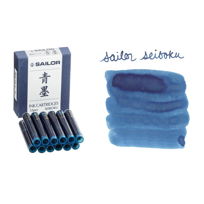 Sailor Pigment Seiboku Ink Cartridge Pack of 12 - Blue Black