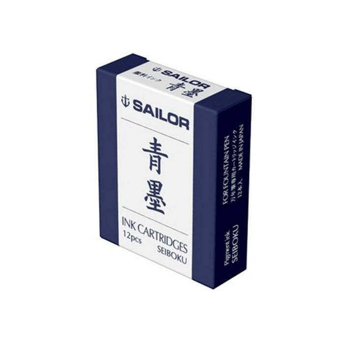 Sailor Pigment Seiboku Ink Cartridge Pack of 12 - Blue Black