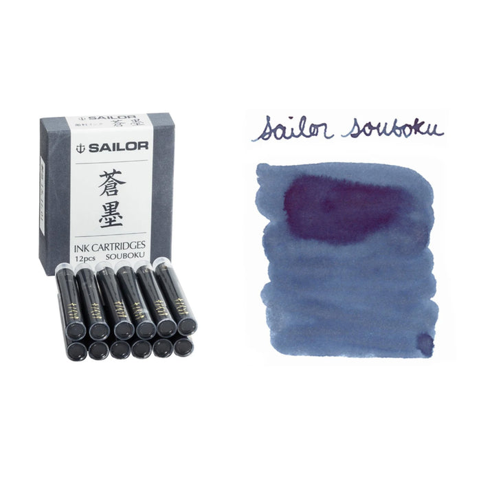 Sailor Pigment Souboku Ink Cartridge Pack of 12 - Blue