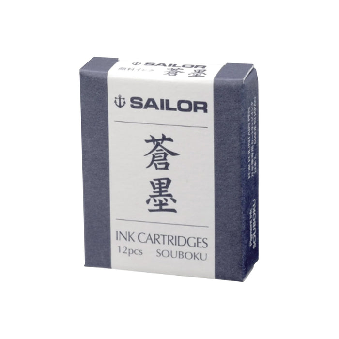 Sailor Pigment Souboku Ink Cartridge Pack of 12 - Blue