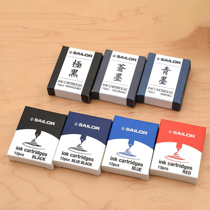 Sailor Pigment Souboku Ink Cartridge Pack of 12 - Blue