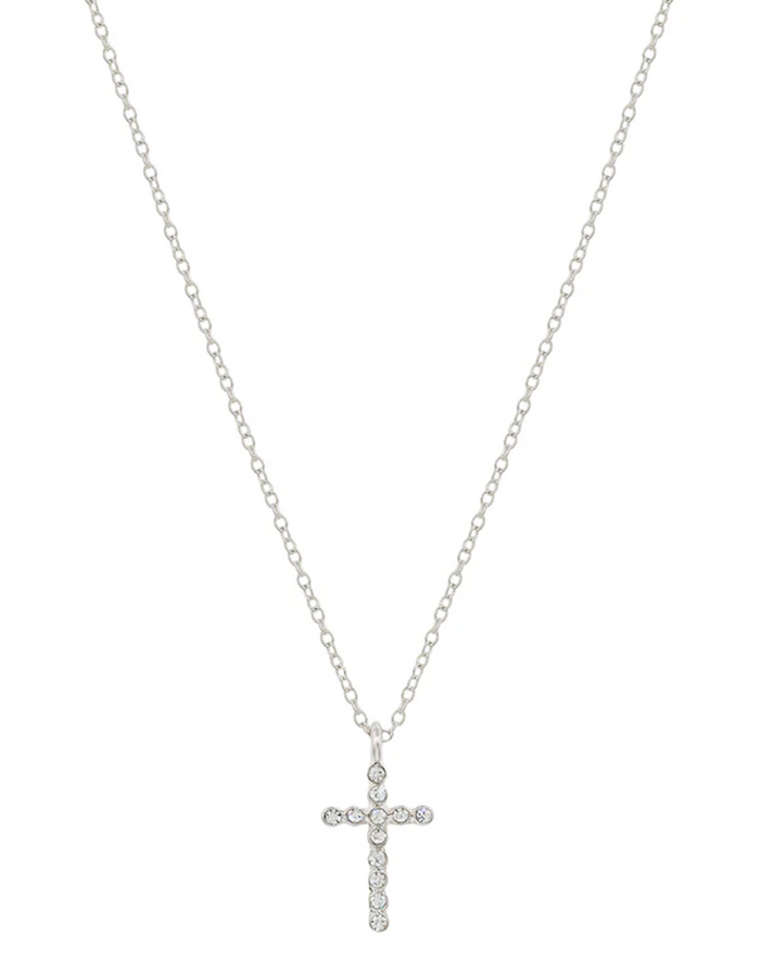 silver rhinestone cross necklace