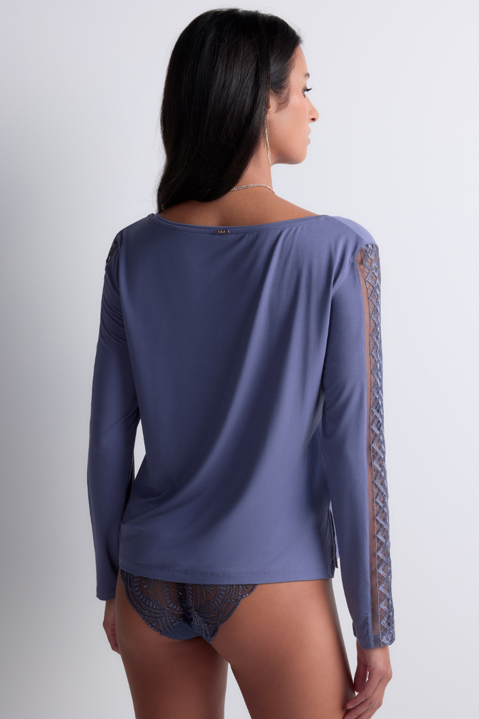 Aubade Denim Modal Long Sleeve Top with Embroidery Sweet Obsession
