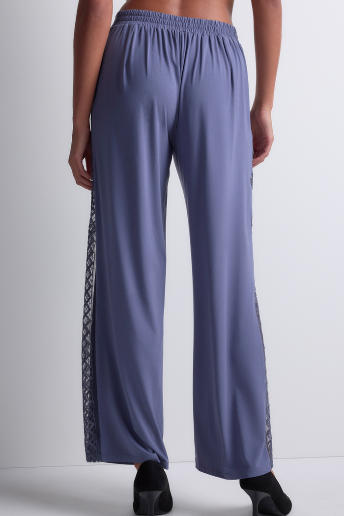 Aubade Blue Modal Trousers with Embroidery Sweet Obsession