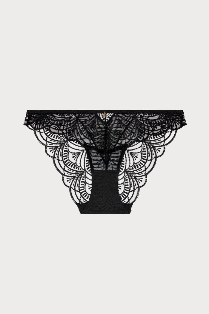 Vibes Black Embroidery Italian Brief