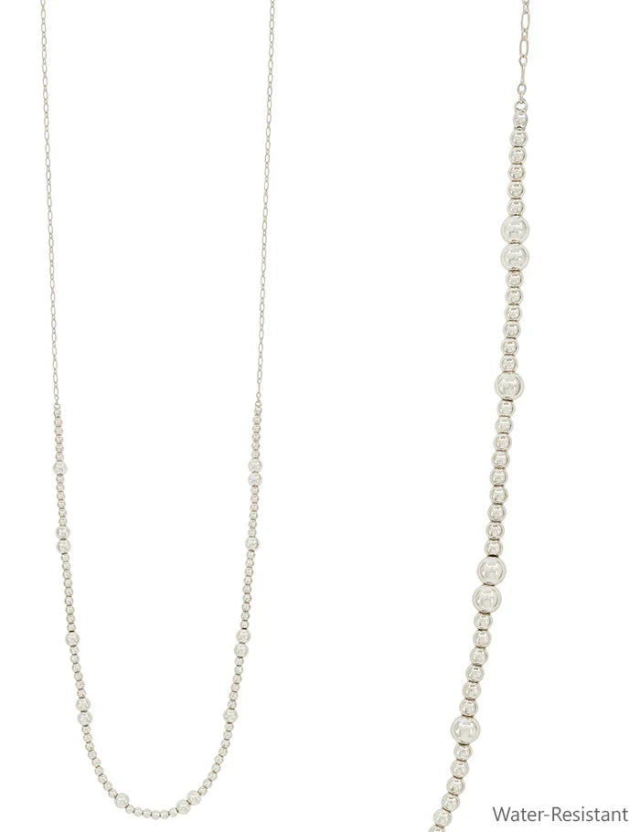 water resistant silver beaded necklace